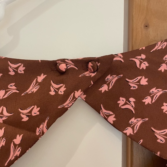 LUSH satin floral ruched Dress Womens Small Midi Asymmetrical Cut Out Back Brown - Picture 12 of 13